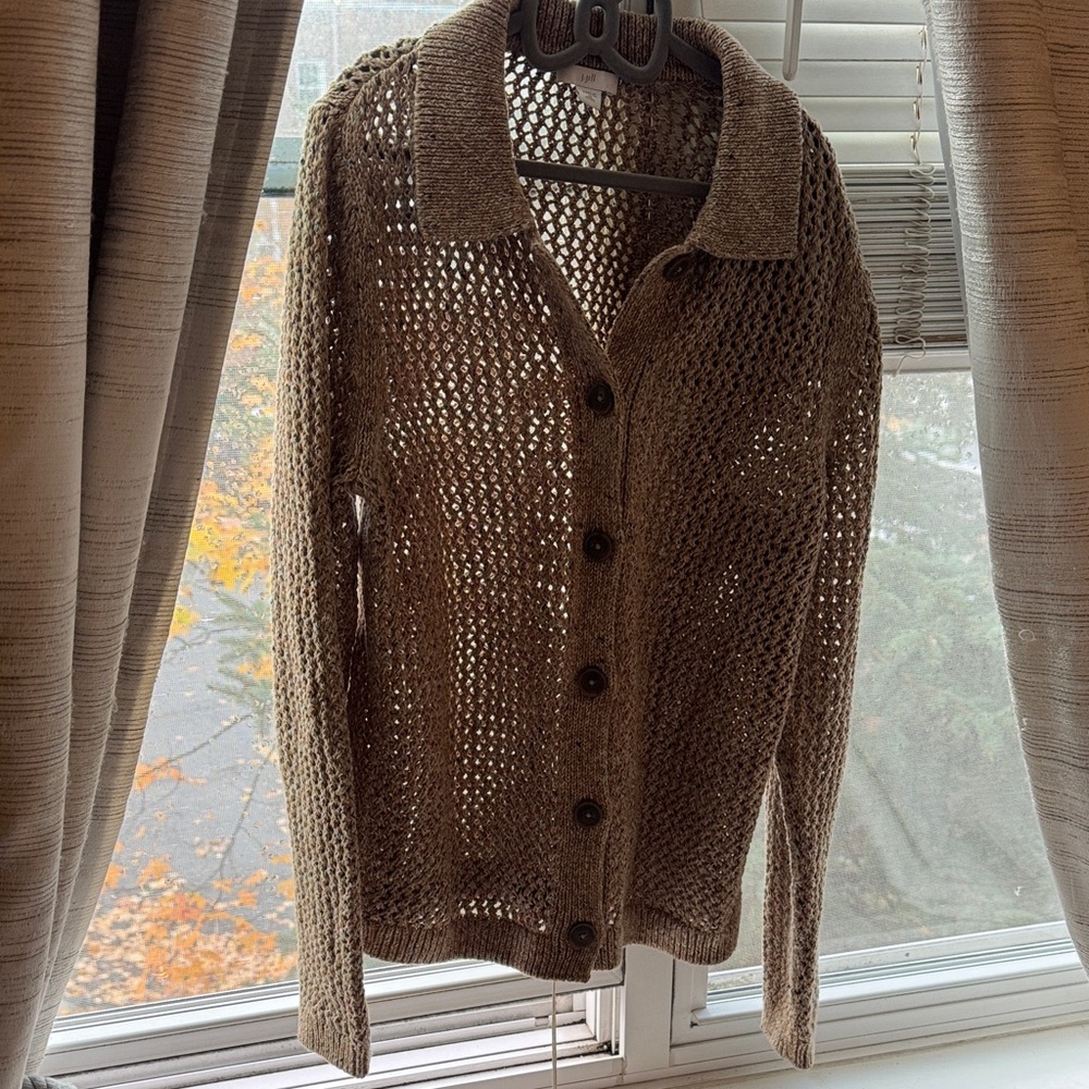 Open-Knit Brown Sweater